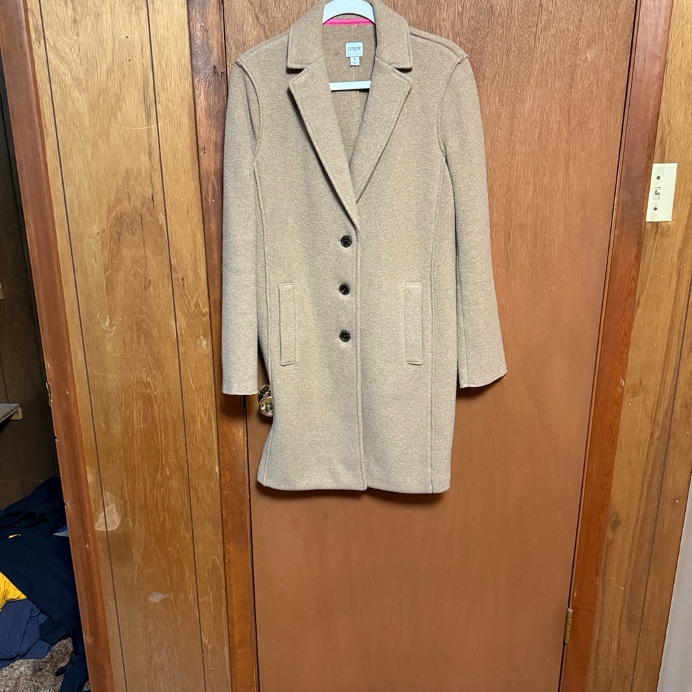 J. Crew Camel Wool Coat with Pink Lining